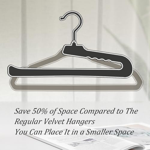 Velvet Pant Hangers Open End,16 Pack Non Slip Black Felt Trouser Hangers