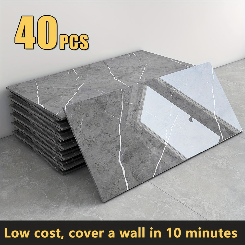 Peel and Stick Wall Panels Marble Pattern Self-Adhesive PVC Wall Tiles Backsplash Stickers for Entryways, Bedrooms and Living Spaces