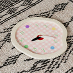 Creamy Gingham Wall Clock